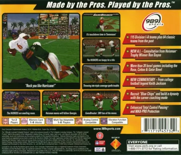 NCAA GameBreaker 2001 (US) box cover back